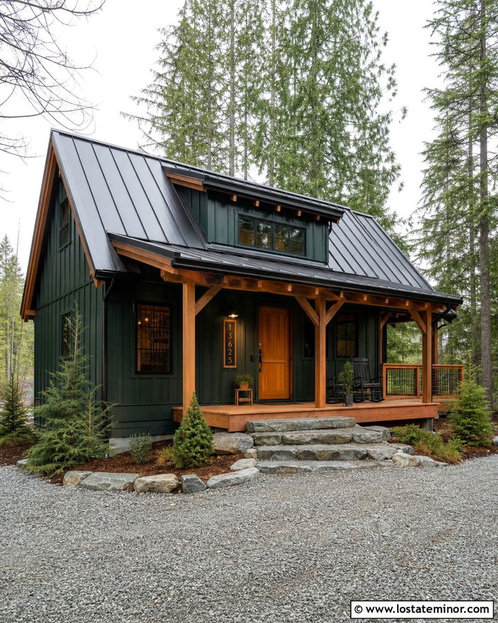 Hunter Green Cabin With Cutout House Numbers - 30 Hunter Green House Design With House Numbers Ideas