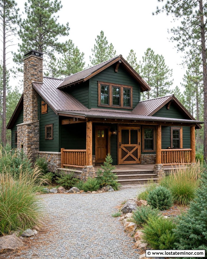 Hunter Green Cabin With Rustic Screen Door - 30 Hunter Green House Design With Screen Door Ideas
