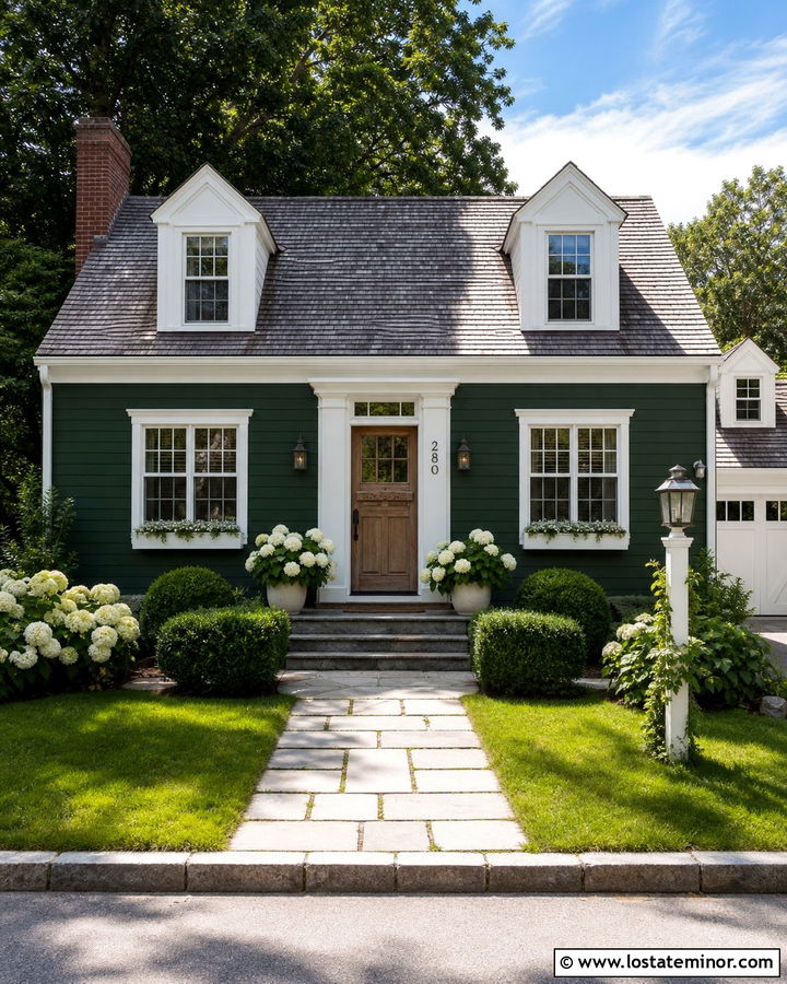 Hunter Green Cape Cod With Bronze House Numbers - 30 Hunter Green House Design With House Numbers Ideas