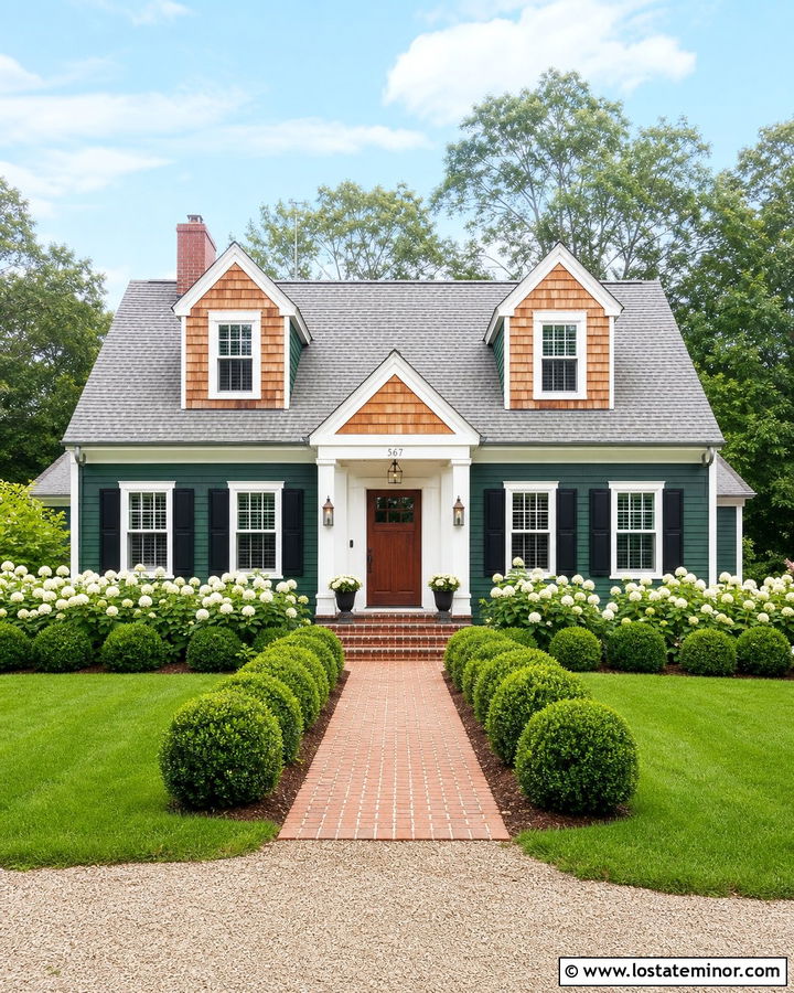 Hunter Green Cape Cod With Cedar Shake Dormers - 30 Hunter Green House Design With Cedar Shake Ideas