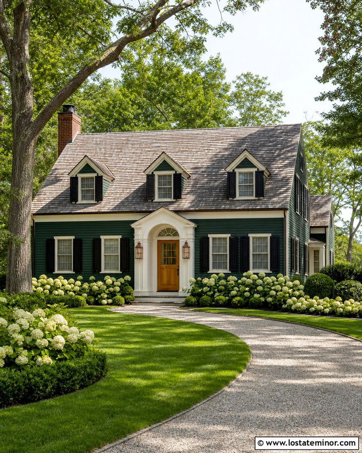 Hunter Green Cape Cod With Front Gables - 30 Hunter Green House Design With Gables Ideas