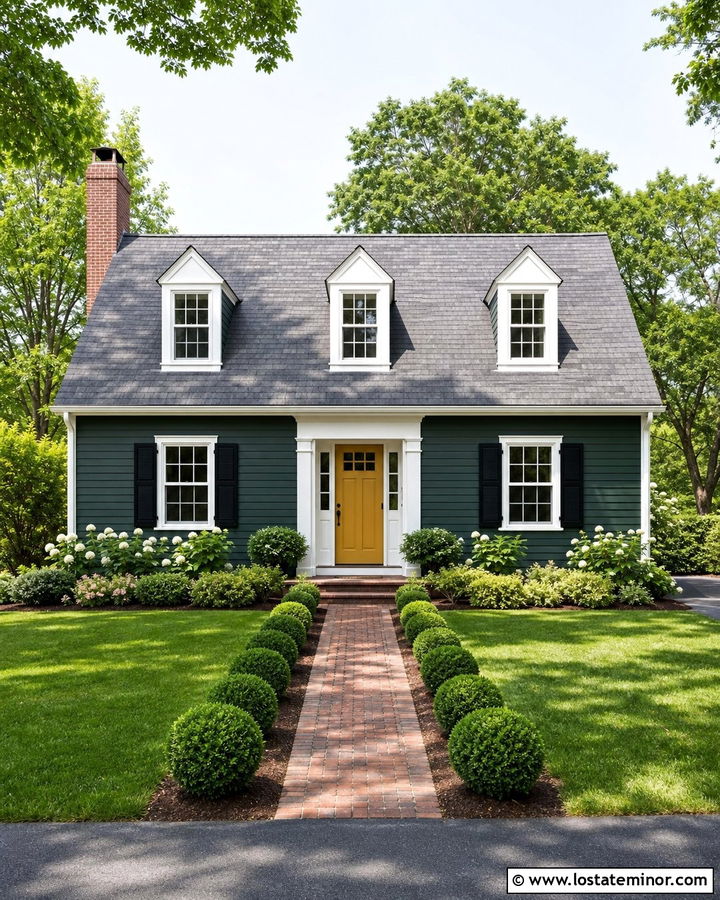 Hunter Green Cape Cod With Gray Shingles - 30 Hunter Green House Design With Shingles Ideas