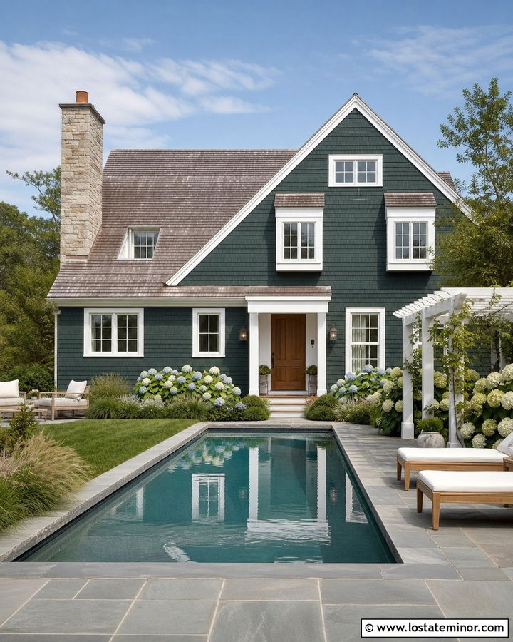 Hunter Green Cape Cod With Lap Pool - 30 Hunter Green House Design With Swimming Pool Ideas