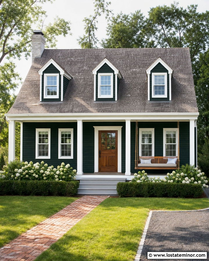 Hunter Green Cape Cod With Rope Swing - 30 Hunter Green House Design With Swing Ideas