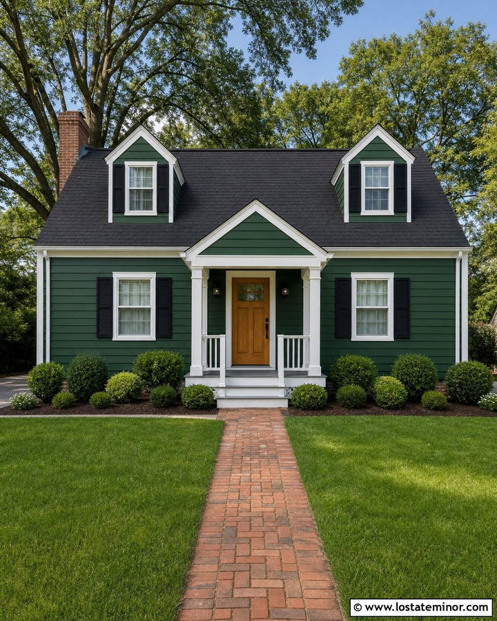 Hunter Green Cape Cod With Small Front Porch - 30 Hunter Green House Design With Front Porch Ideas
