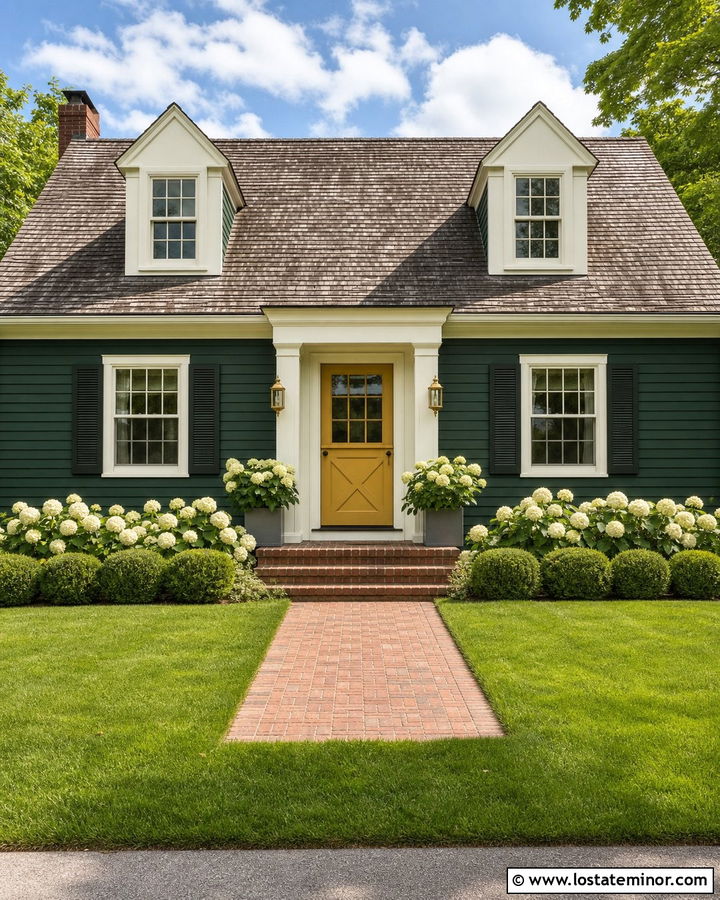 Hunter Green Cape Cod With Yellow Dutch Door - 30 Hunter Green House Design With Dutch Door Ideas