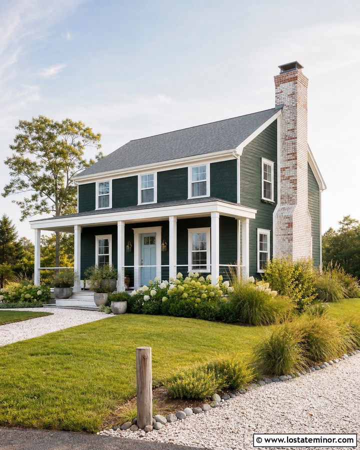 Hunter Green Coastal Cottage With Brick Chimney - 30 Hunter Green House Design With Chimney Ideas