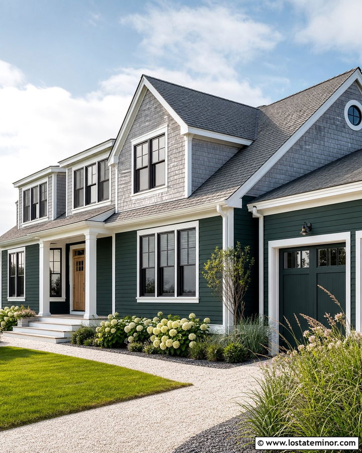 Hunter Green Coastal House With Weathered Cedar Shake - 30 Hunter Green House Design With Cedar Shake Ideas
