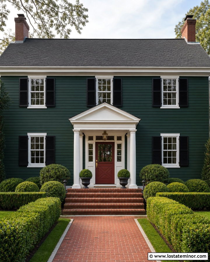 Hunter Green Colonial With Red Dutch Door - 30 Hunter Green House Design With Dutch Door Ideas