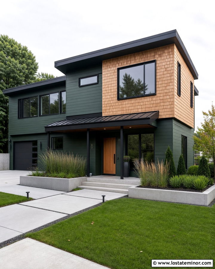 Hunter Green Contemporary House With Cedar Shake - 30 Hunter Green House Design With Cedar Shake Ideas