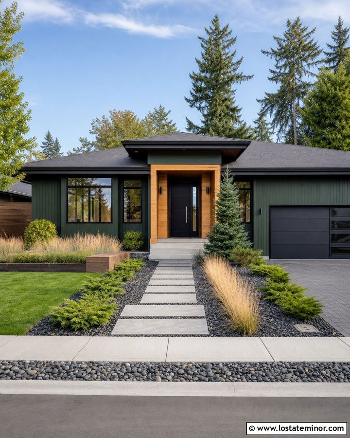 Hunter Green Contemporary House With Floating Walkway - 30 Hunter Green House Design With Walkway Ideas