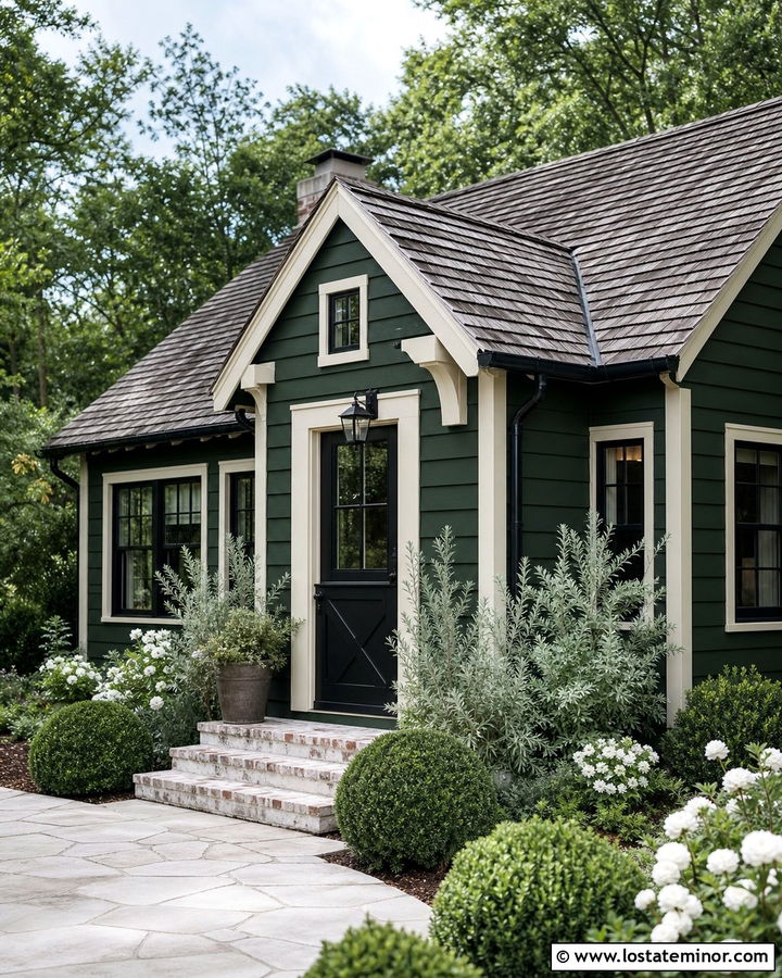 Hunter Green Cottage With Black Dutch Door - 30 Hunter Green House Design With Dutch Door Ideas