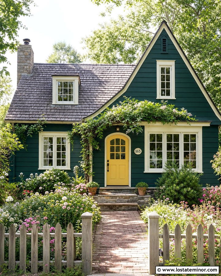 Hunter Green Cottage With Ceramic House Number Plaque - 30 Hunter Green House Design With House Numbers Ideas
