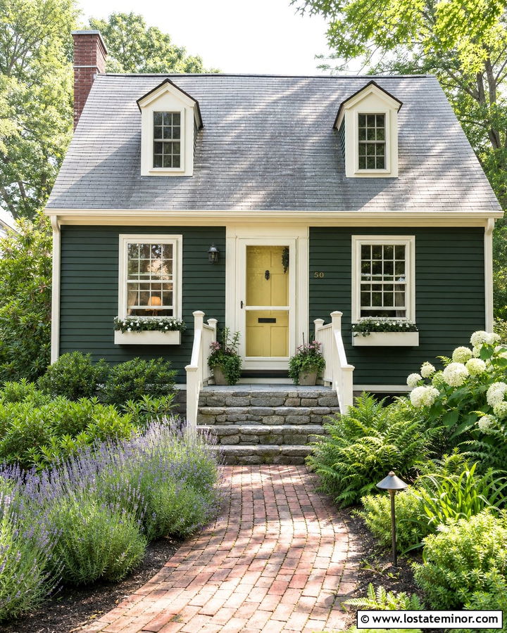 Hunter Green Cottage With Cream Storm Door - 30 Hunter Green House Design With Storm Door Ideas