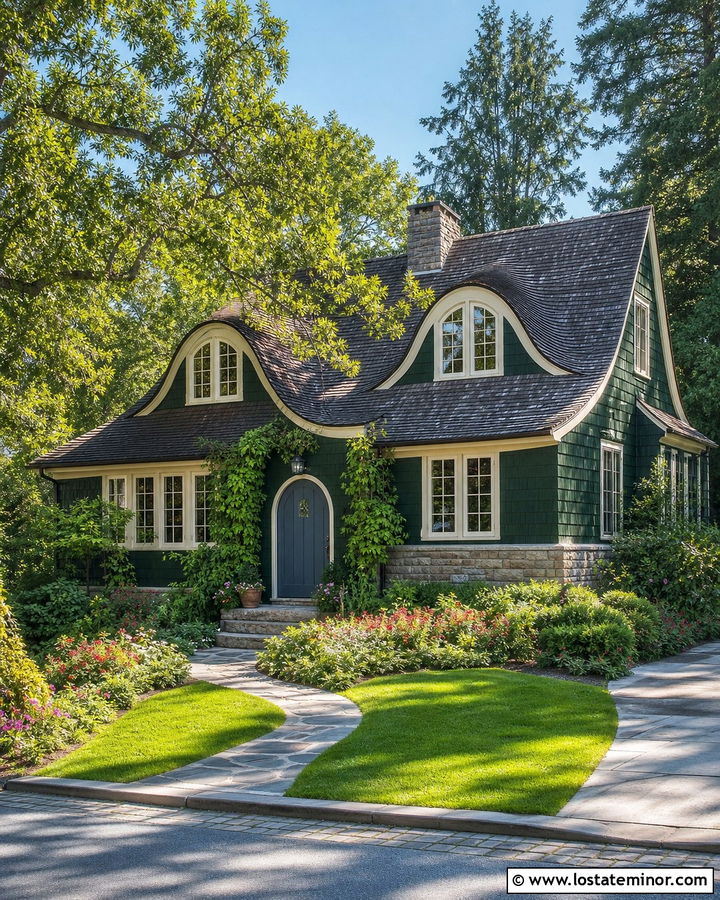 Hunter Green Cottage With Eyebrow Dormers - 30 Hunter Green House Design With Dormers Ideas