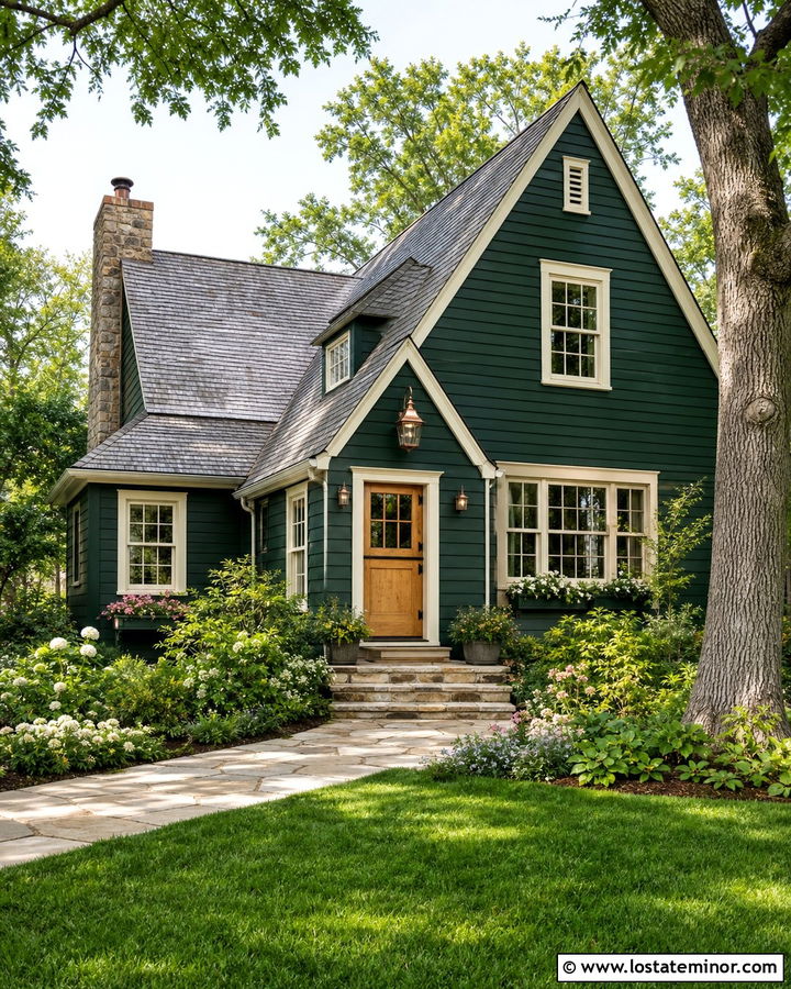 Hunter Green Cottage With Natural Wood Dutch Door - 30 Hunter Green House Design With Dutch Door Ideas