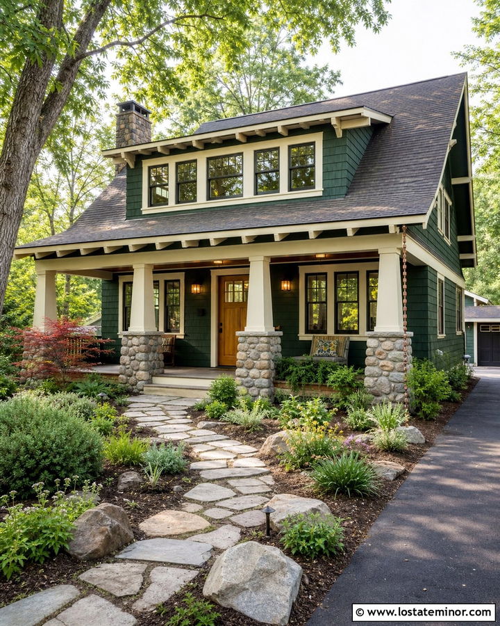 Hunter Green Craftsman With Wide Dormers - 30 Hunter Green House Design With Dormers Ideas