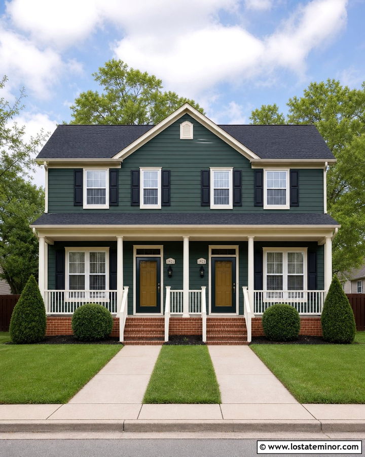 Hunter Green Duplex With Matching Storm Doors - 30 Hunter Green House Design With Storm Door Ideas