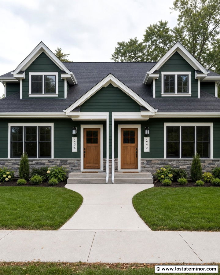 Hunter Green Duplex With Separate House Numbers - 30 Hunter Green House Design With House Numbers Ideas