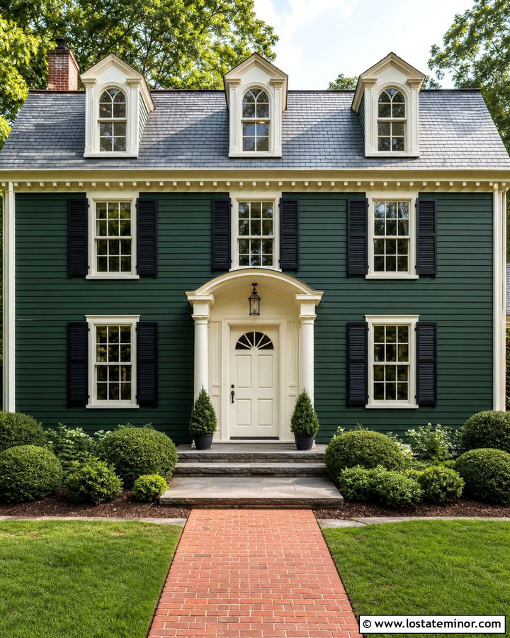 Hunter Green Dutch Colonial With Cream Dutch Door - 30 Hunter Green House Design With Dutch Door Ideas