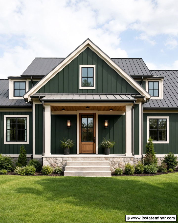 Hunter Green Farmhouse With Bronze Storm Door - 30 Hunter Green House Design With Storm Door Ideas