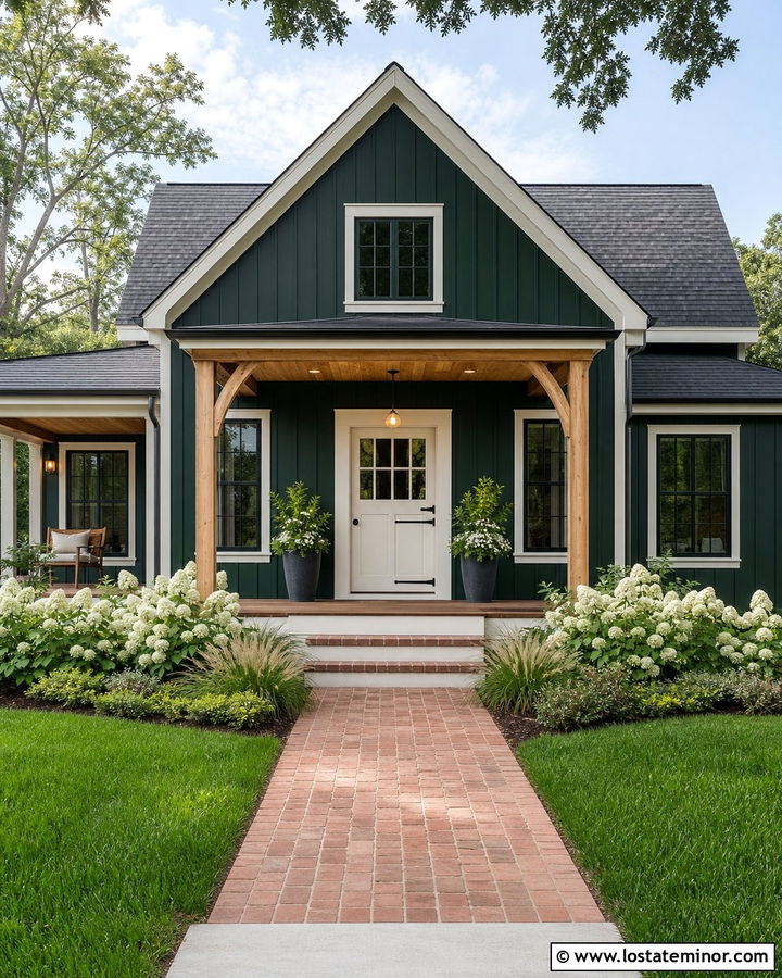 Hunter Green Farmhouse With White Dutch Door - 30 Hunter Green House Design With Dutch Door Ideas