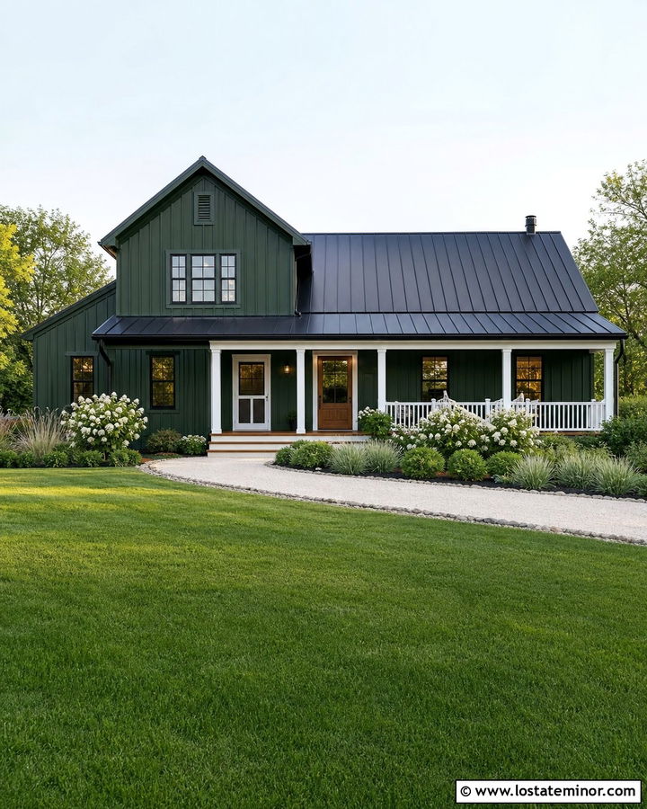 Hunter Green Farmhouse With White Screen Door - 30 Hunter Green House Design With Screen Door Ideas