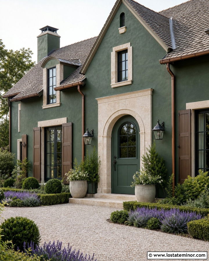 Hunter Green French Country House With Wood Dutch Door - 30 Hunter Green House Design With Dutch Door Ideas