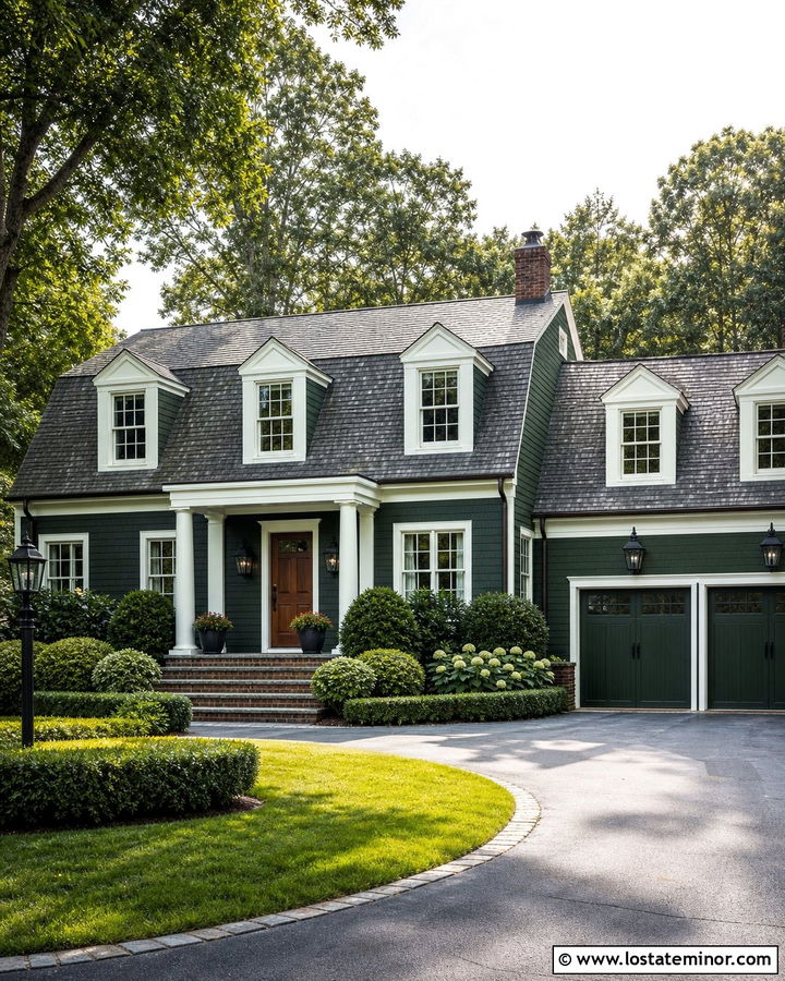 Hunter Green Gambrel House With Dormers - 30 Hunter Green House Design With Dormers Ideas