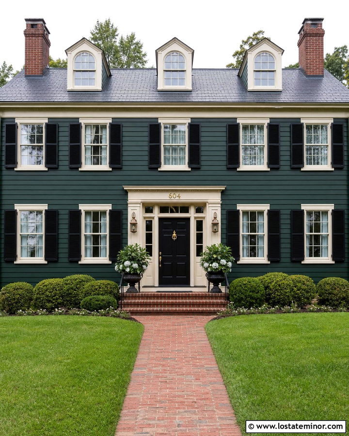 Hunter Green Georgian House With Serif Numbers - 30 Hunter Green House Design With House Numbers Ideas