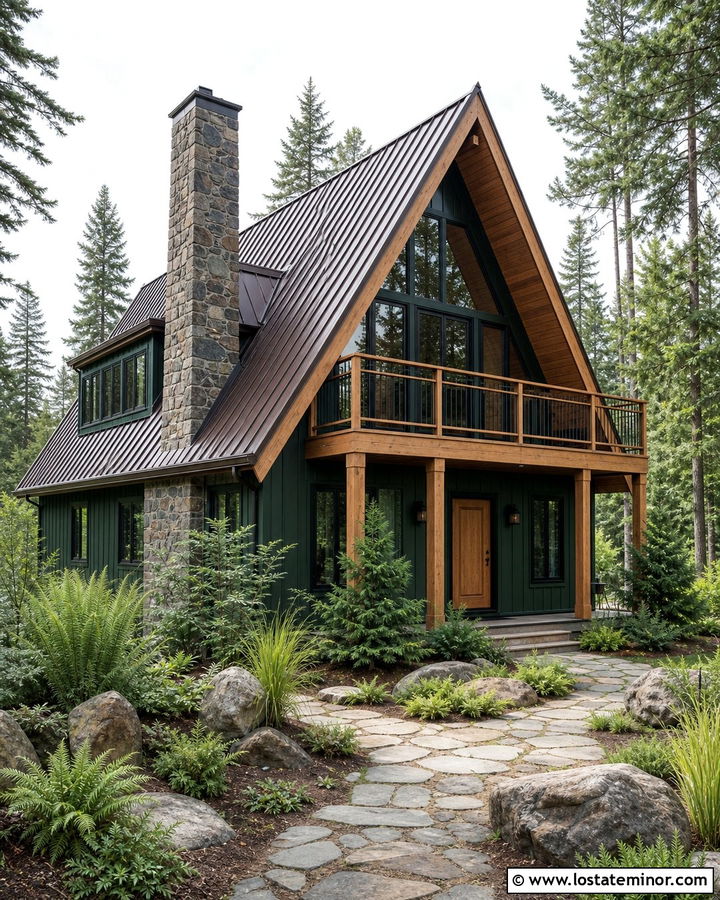 Hunter Green House With A Frame Roof - 30 Hunter Green House Design With Roof Ideas