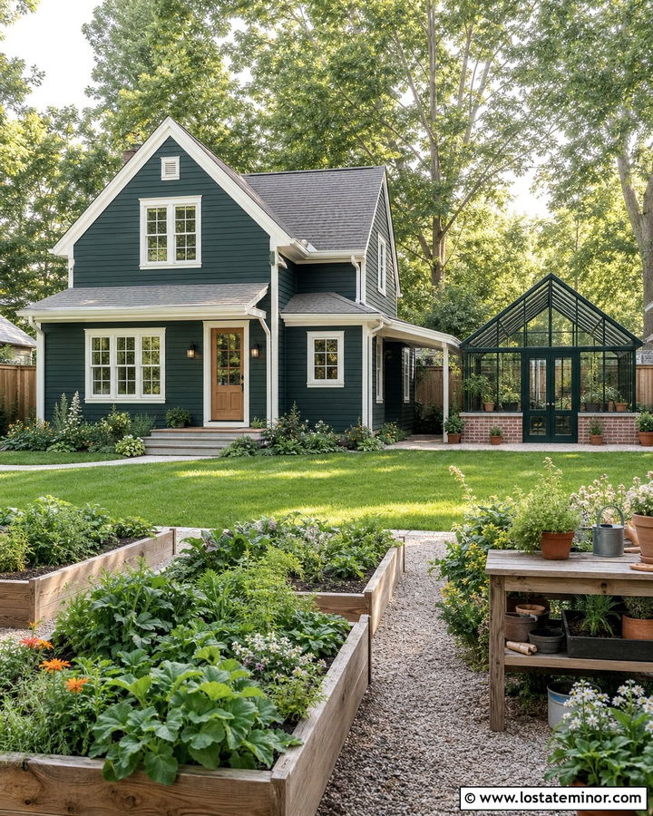 Hunter Green House With Backyard Greenhouse - 30 Hunter Green House Design With Backyard Ideas