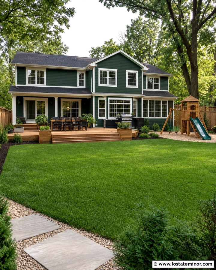 Hunter Green House With Backyard Play Area - 30 Hunter Green House Design With Backyard Ideas