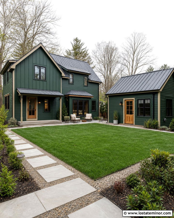 Hunter Green House With Backyard Studio - 30 Hunter Green House Design With Backyard Ideas