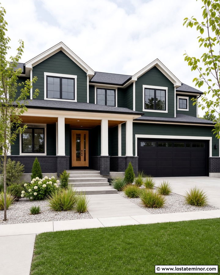 Hunter Green House With Black Brick Wainscoting - 30 Hunter Green House Design With Wainscoting Ideas