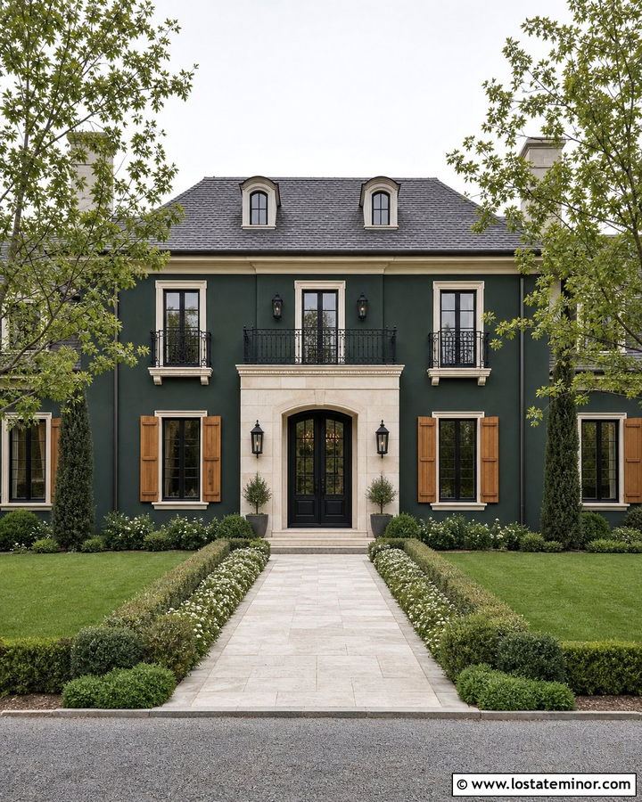 Hunter Green House With Black Double Front Doors - 30 Hunter Green House Design With Front Door Ideas
