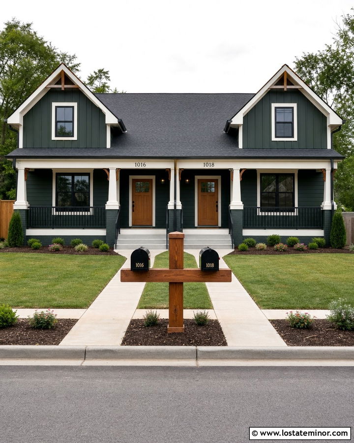 Hunter Green House With Black Double Mailbox - 30 Hunter Green House Design With Mailbox Ideas