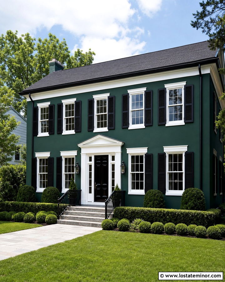 Hunter Green House With Black Entry Door - 30 Hunter Green House Design With Entry Door Ideas