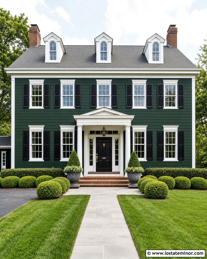 Hunter Green House With Black Front Door - 30 Hunter Green House Design With Front Door Ideas