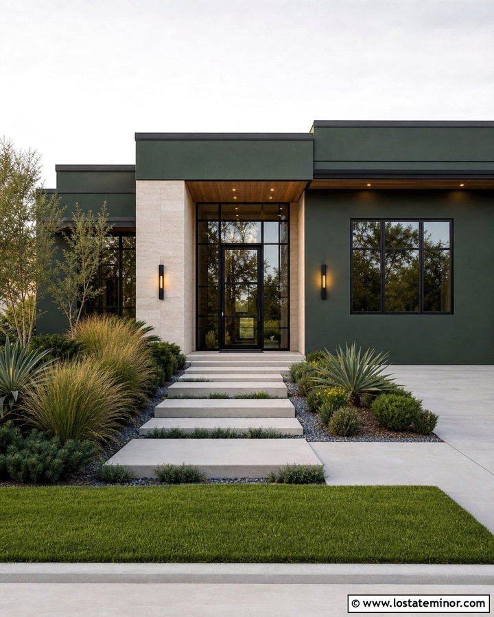 Hunter Green House With Black Glass Front Door - 30 Hunter Green House Design With Front Door Ideas