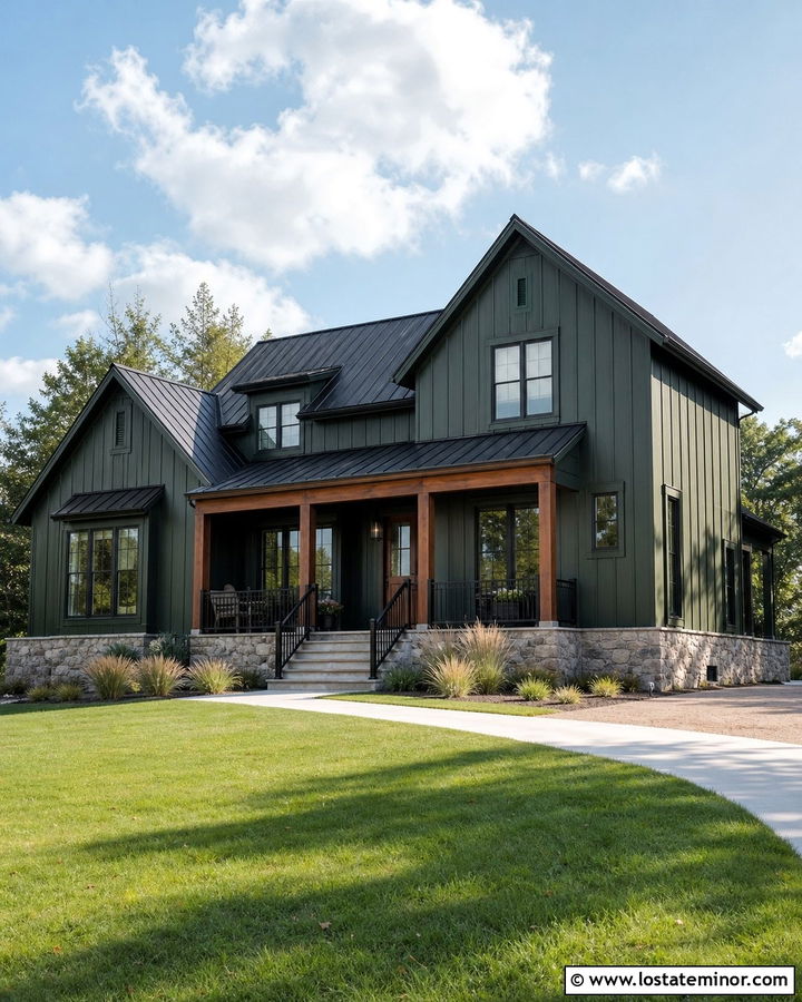 Hunter Green House With Black Screen Door - 30 Hunter Green House Design With Screen Door Ideas
