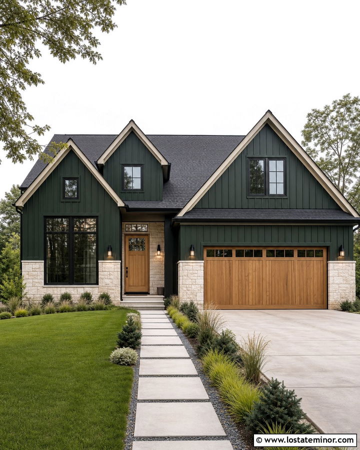 Hunter Green House With Black Windows And Shingles - 30 Hunter Green House Design With Shingles Ideas