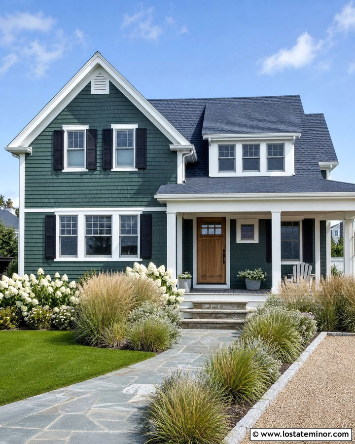 Hunter Green House With Blue Gray Roof - 30 Hunter Green House Design With Roof Ideas