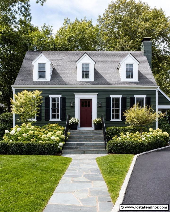 Hunter Green House With Bluestone Front Steps - 30 Hunter Green House Design With Steps Ideas