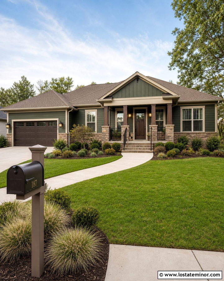 Hunter Green House With Bronze Mailbox - 30 Hunter Green House Design With Mailbox Ideas