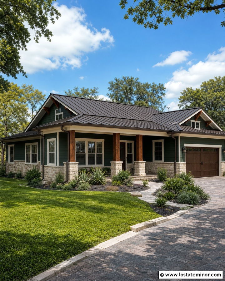 Hunter Green House With Bronze Standing Seam Roof - 30 Hunter Green House Design With Roof Ideas