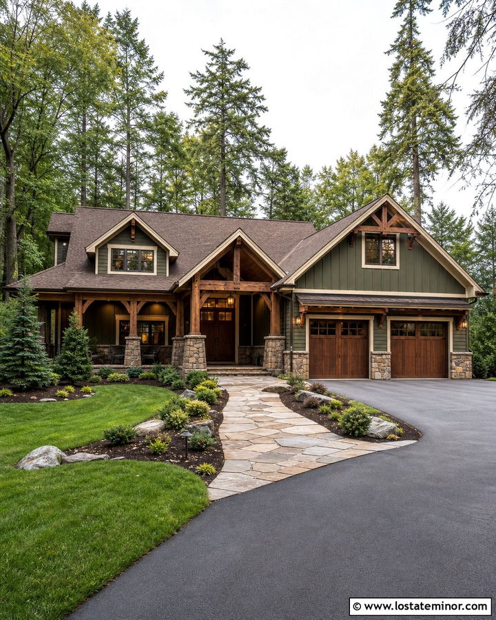 Hunter Green House With Brown Roof - 30 Hunter Green House Design With Accents Ideas