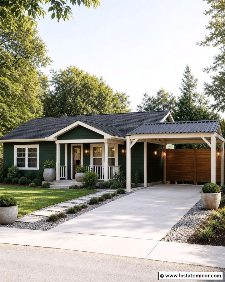 Hunter Green House With Budget Carport - 30 Hunter Green House Design With Carport Ideas