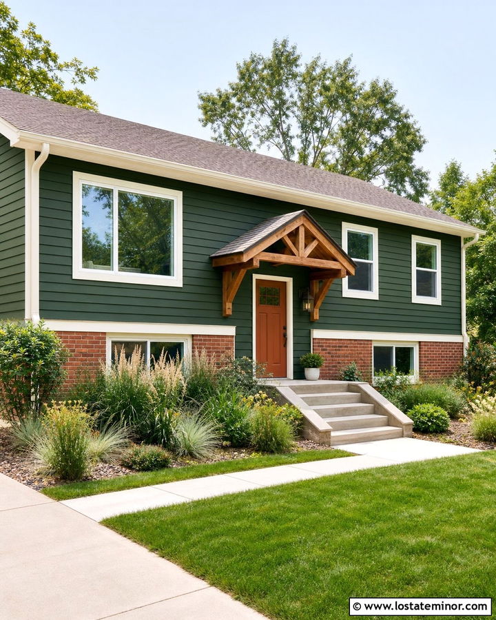 Hunter Green House With Burnt Orange Front Door - 30 Hunter Green House Design With Front Door Ideas