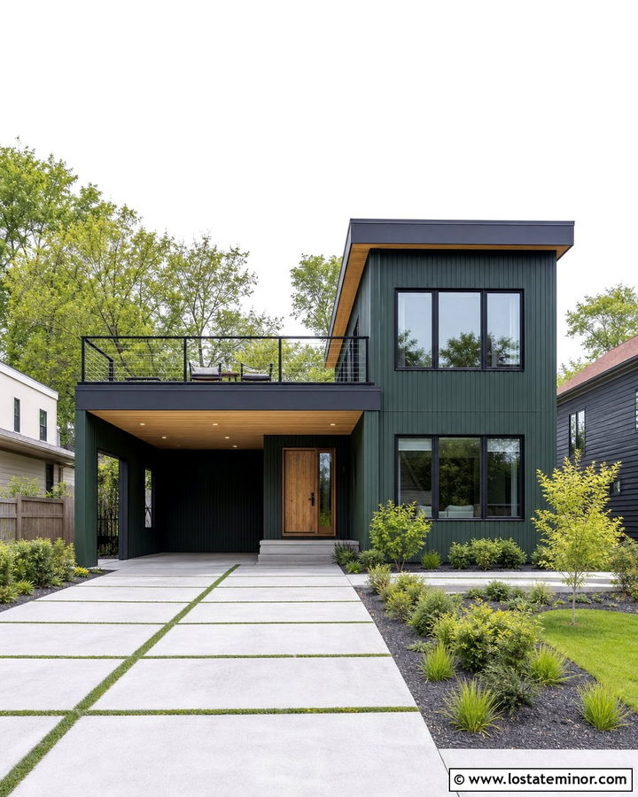Hunter Green House With Carport Roof Deck - 30 Hunter Green House Design With Carport Ideas